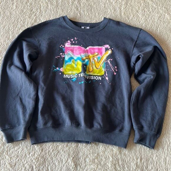 MTV logo blue gray pullover size small (3-5) - Picture 5 of 16